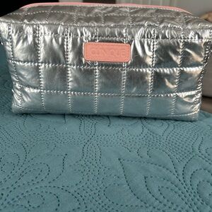 Clinique Metallic Silver Quilted Cosmetic Bag